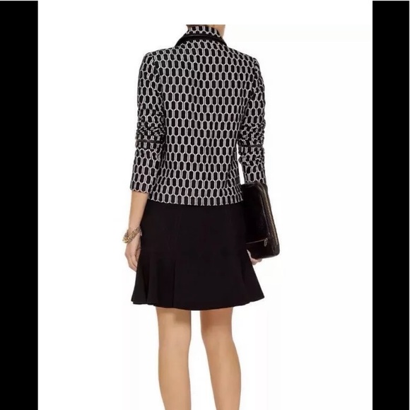 DVF Diane Von Furstenburg Honeycomb Biker Jacket with Leather Trim Size 8 - Picture 5 of 8